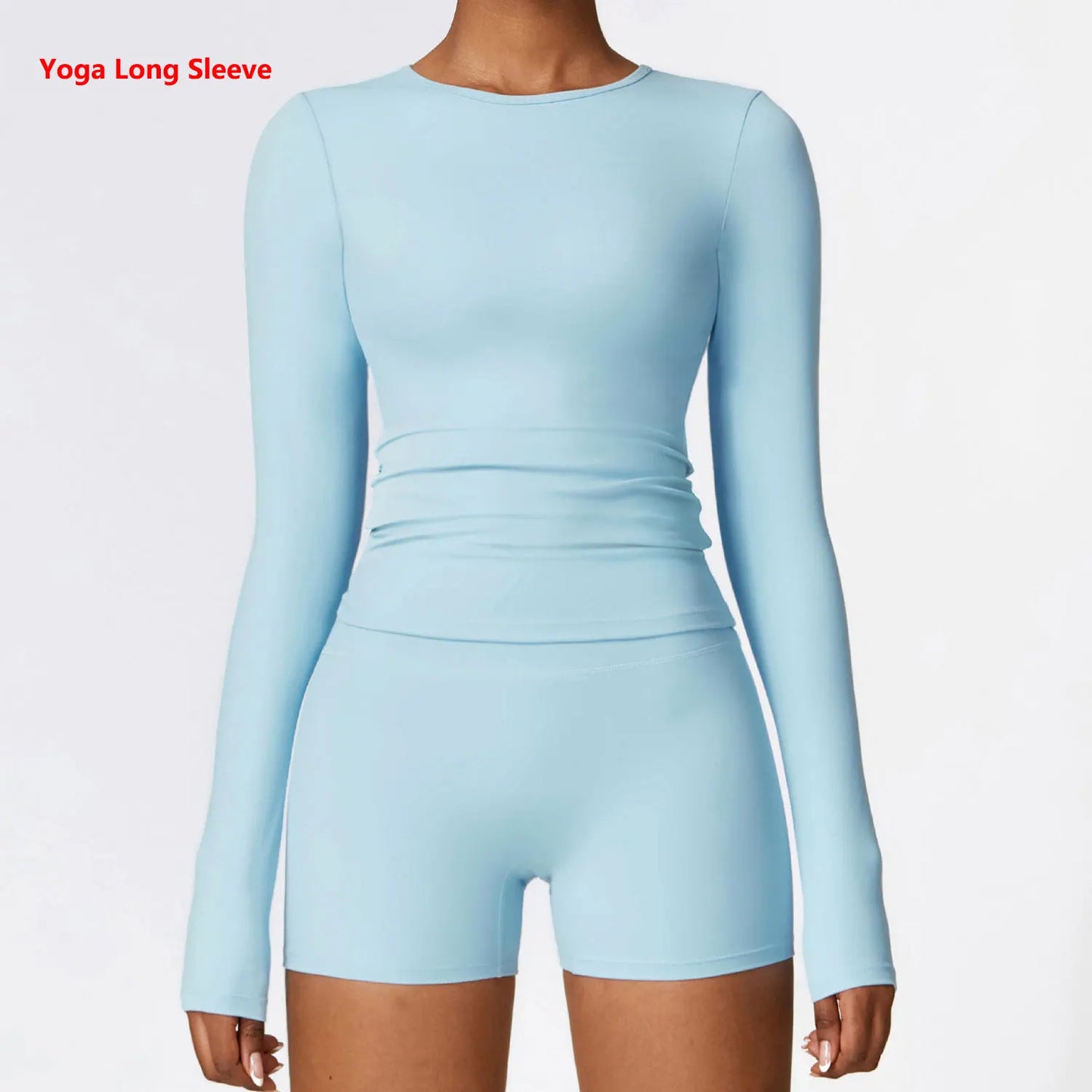 Manga comprida Yoga T-shirts para as Mulheres, Sólidos Top Sports, Ginásio Workout, Running Camisas, Sexy Exposto Umbigo, Quick Dry Fitness Wear