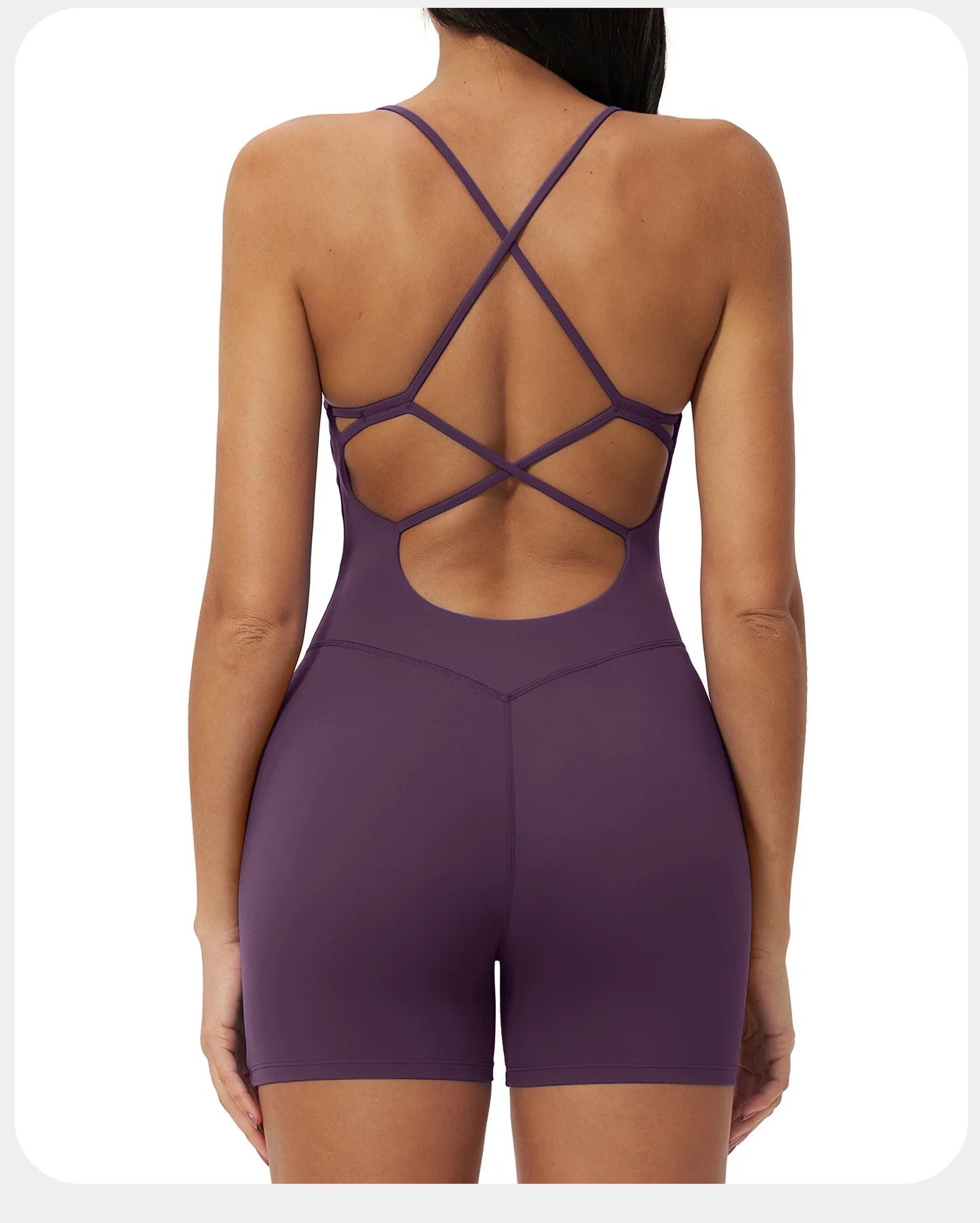 Macacão de Yoga Feminino com Alças Cruzadas nas Costas, Roupas de Treino para Mulheres, Bodysuits Esportivos de Uma Peça
