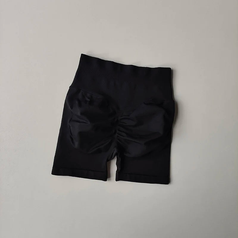Pêssego hip levantamento esportes shorts feminino cintura alta e aperto de cintura emagrecimento correndo hip velocidade secagem três pontos calças apertadas