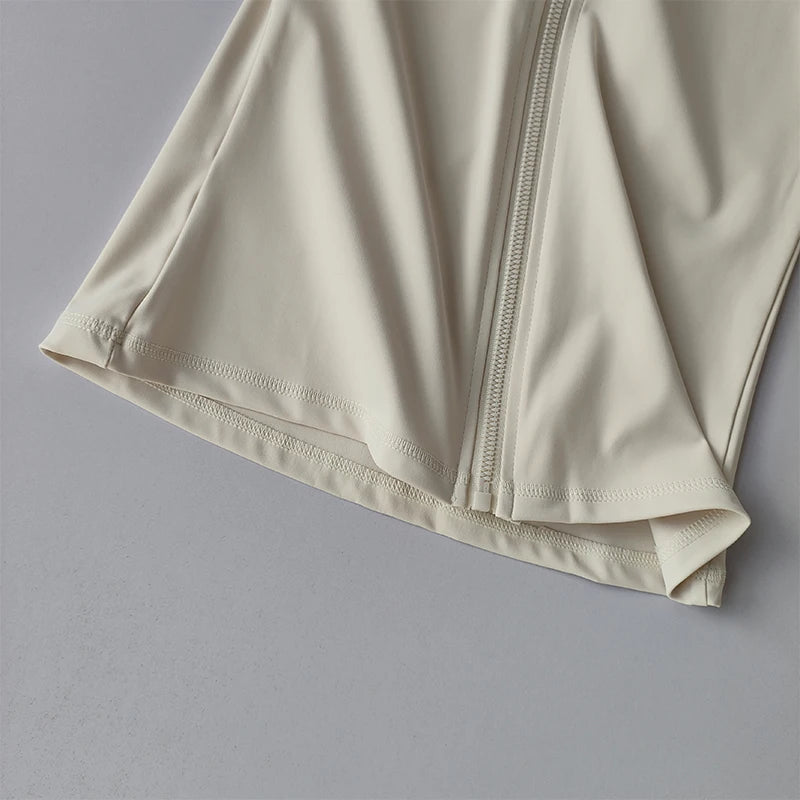 Terno de yoga feminino high-end gola de manga comprida jaqueta esportiva correndo treinamento fitness superior à prova de vento terno de corrida