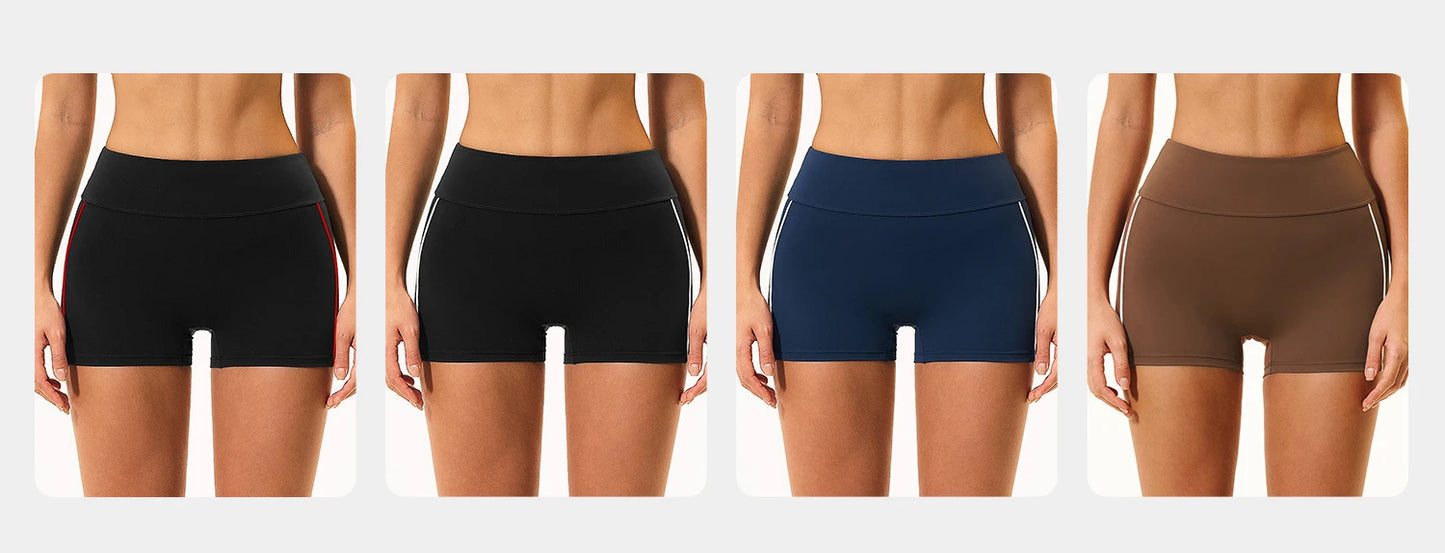 Shorts de Yoga Femininos de Cintura Alta para o Verão, Respiráveis, para Fitness, Corrida e Ciclismo, Leggings Curtas para Treino na Academia