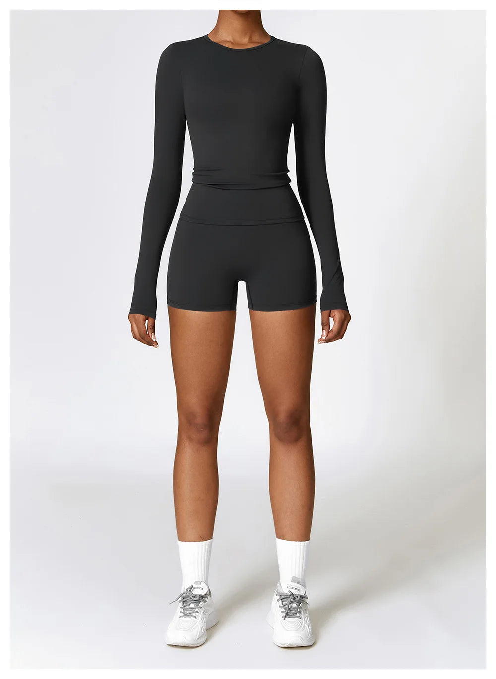 Manga comprida Yoga T-shirts para as Mulheres, Sólidos Top Sports, Ginásio Workout, Running Camisas, Sexy Exposto Umbigo, Quick Dry Fitness Wear