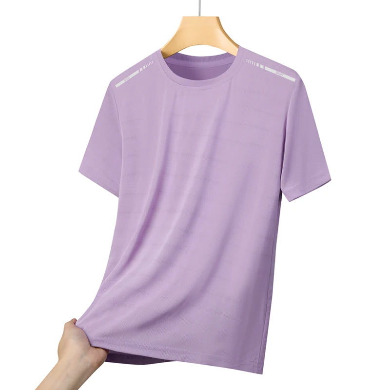Camiseta de Verão em Malha para Mulheres, Camiseta de Corrida ao Ar Livre com Faixa Refletiva, Manga Curta Respirável, Camiseta Esportiva Elástica para Fitness
