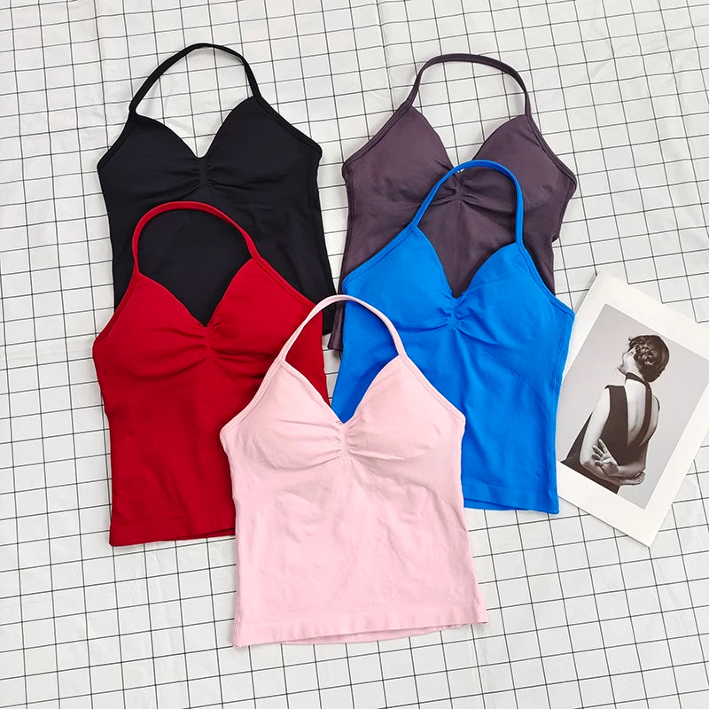 Sutiã Esportivo Sexy Feminino - Design Costas Abertas, Tecido Respirável e Elástico para Yoga - Roupa Ativa Elegante
