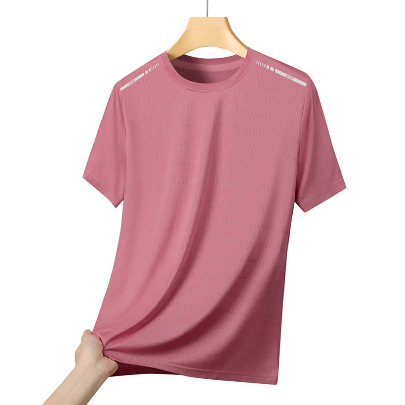 Camiseta de Verão em Malha para Mulheres, Camiseta de Corrida ao Ar Livre com Faixa Refletiva, Manga Curta Respirável, Camiseta Esportiva Elástica para Fitness
