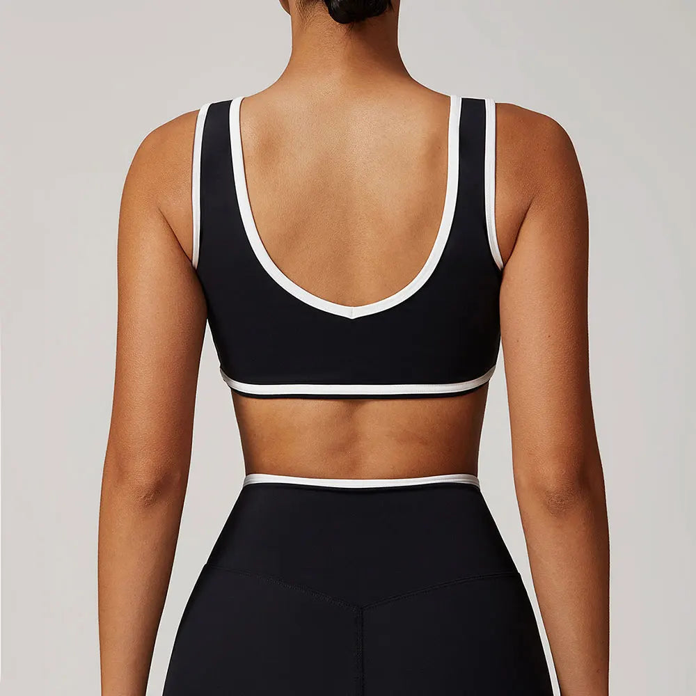Roupa interior esportiva feminina superior push up fitness yoga sutiã cor bloqueio sutiã de treino ginásio esporte topos para mulher respirável correndo colete