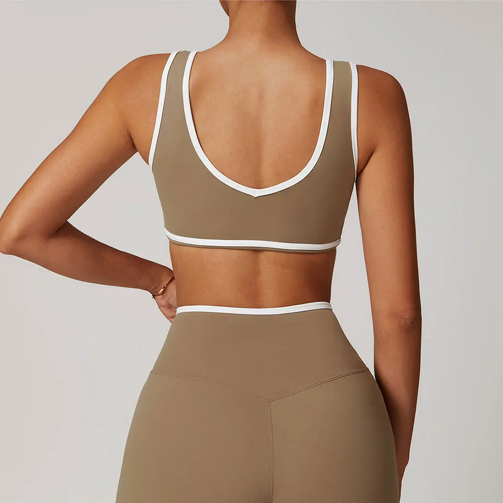 Roupa interior esportiva feminina superior push up fitness yoga sutiã cor bloqueio sutiã de treino ginásio esporte topos para mulher respirável correndo colete