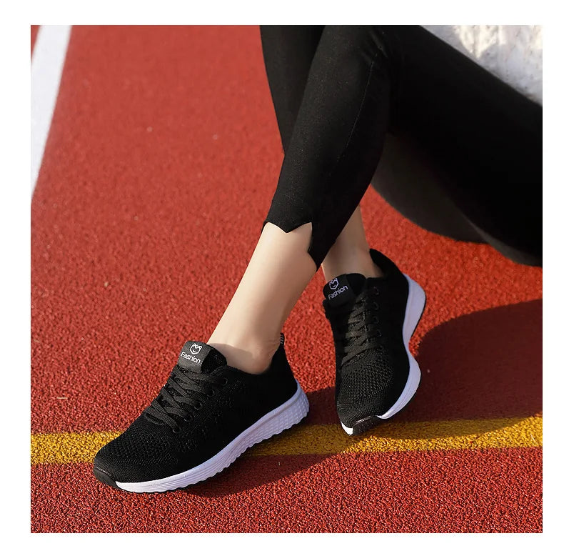 Mulheres sapatos esportivos moda plataforma tênis senhoras primavera verão apartamentos tênis de corrida para mulher sapatos casuais malha jogging tênis