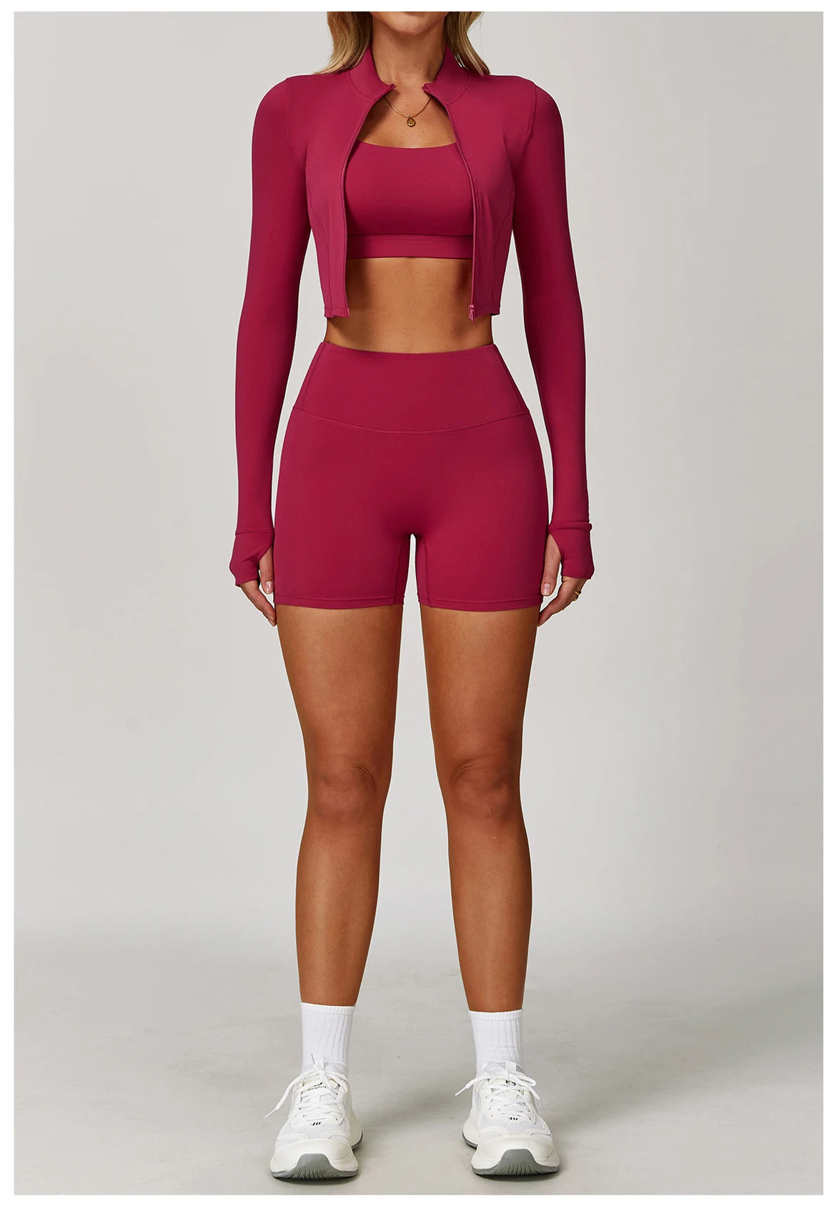 3 pçs conjunto de yoga roupas de ginásio 2 pçs roupas esportivas femininas ternos de yoga conjunto de fitness treino feminino jaqueta esportiva manga longa ginásio legging