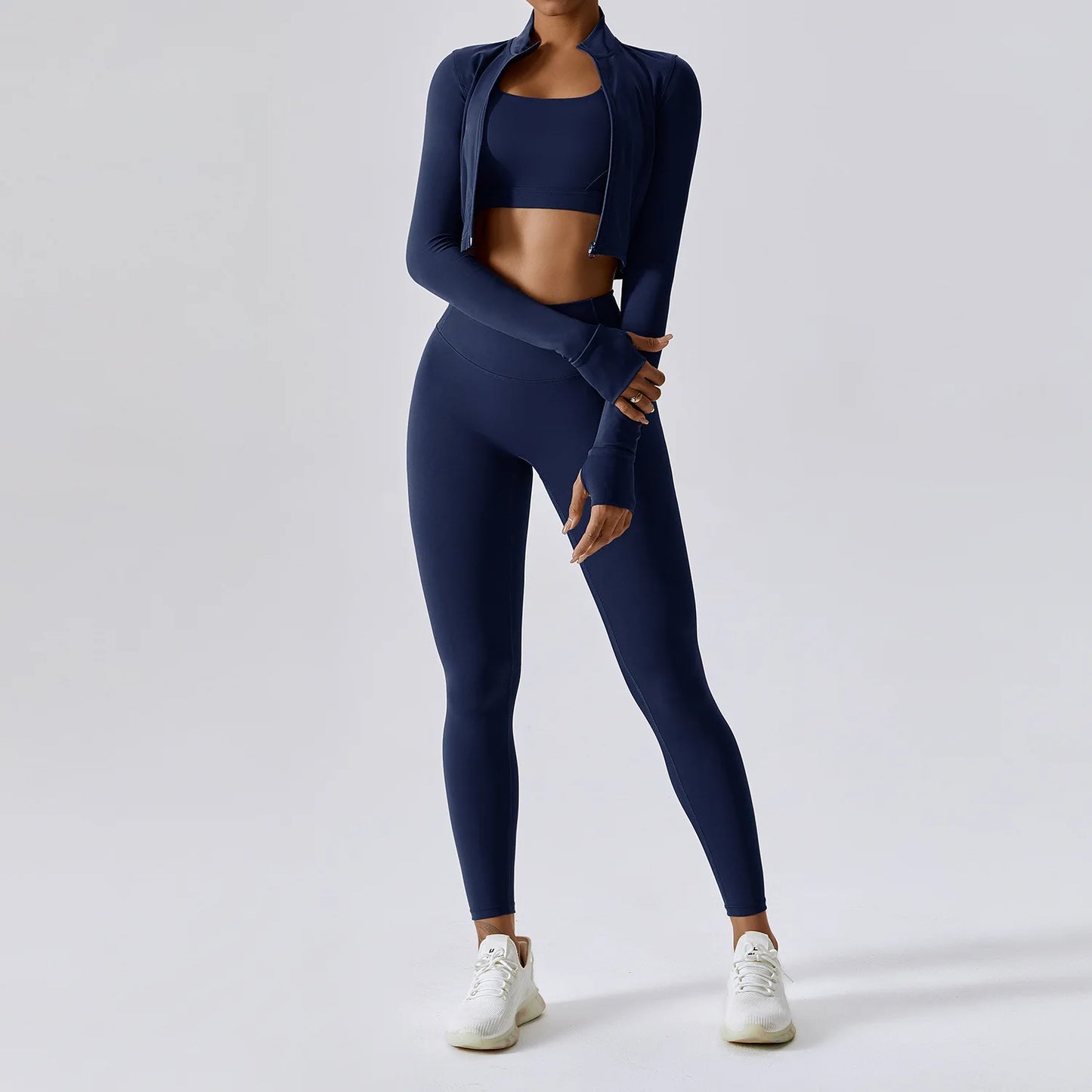 3 pçs conjunto de yoga roupas de ginásio 2 pçs roupas esportivas femininas ternos de yoga conjunto de fitness treino feminino jaqueta esportiva manga longa ginásio legging