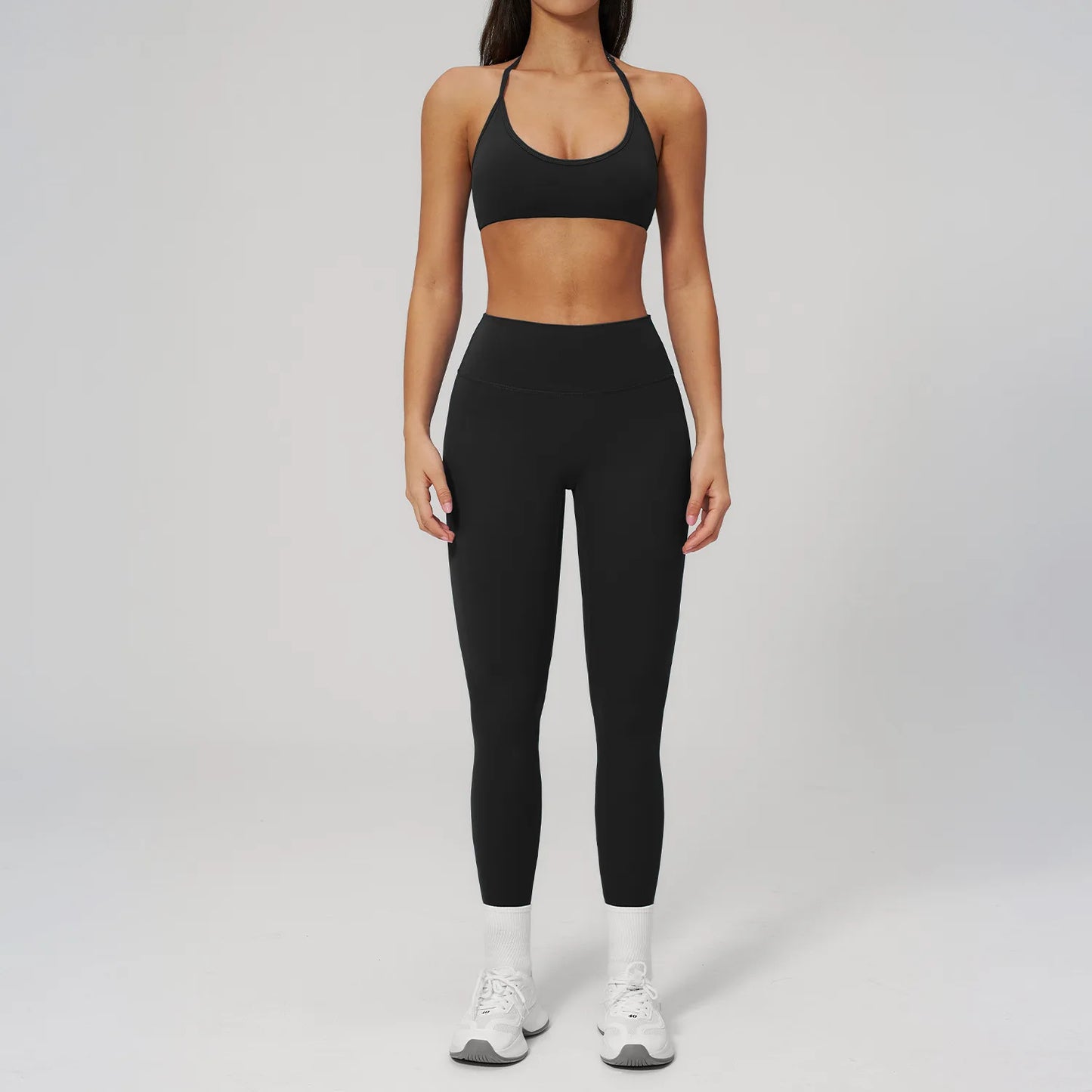 Conjunto de Yoga 2 Peças Feminino: Roupa Esportiva para Pilates, Fitness e Treino de Academia - Top Esportivo e Leggings