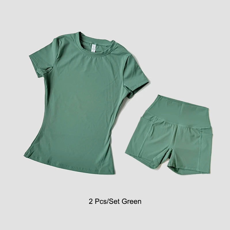 Wareball feminino conjunto de yoga ginásio roupas esportivas esporte superior altura cintura shorts terno treino fitness levantamento bunda curto terno apertado