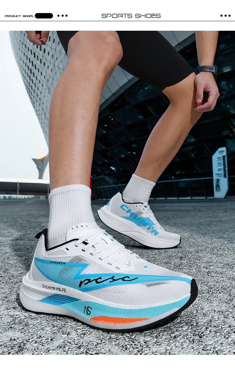 Tênis de Corrida com Placa de Carbono para Maratona, Especializado em Esportes, Respirável, Leve, Confortável para Mulheres, Sneakers Chunta