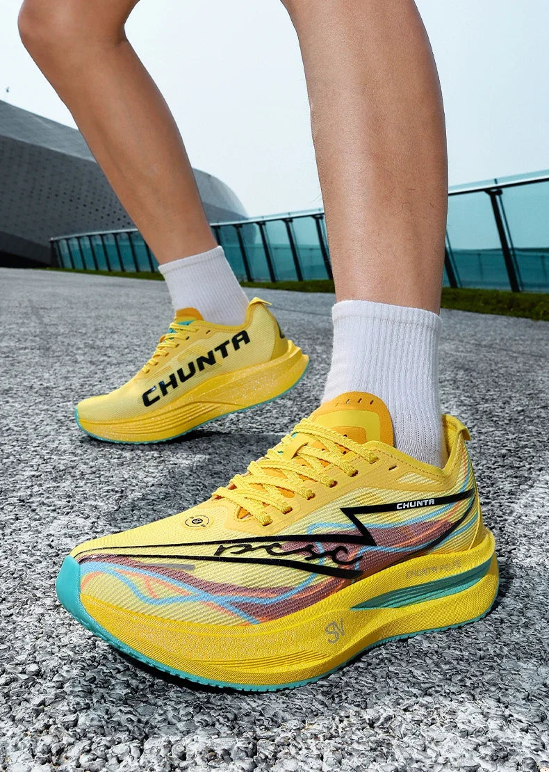 Tênis de Corrida com Placa de Carbono para Maratona, Especializado em Esportes, Respirável, Leve, Confortável para Mulheres, Sneakers Chunta