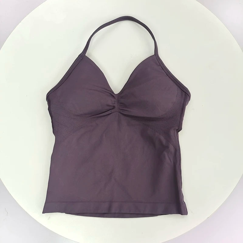 Sutiã Esportivo Sexy Feminino - Design Costas Abertas, Tecido Respirável e Elástico para Yoga - Roupa Ativa Elegante