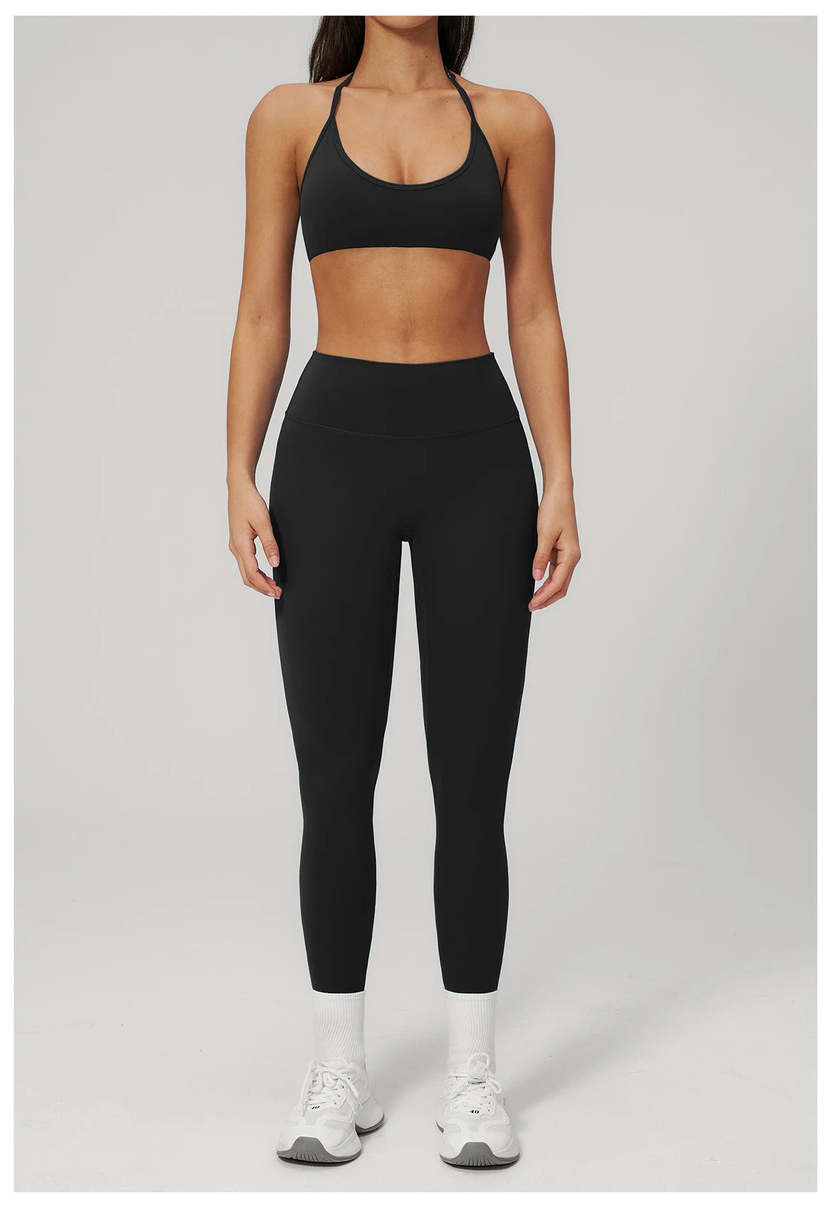 Conjunto de Yoga 2 Peças Feminino: Roupa Esportiva para Pilates, Fitness e Treino de Academia - Top Esportivo e Leggings