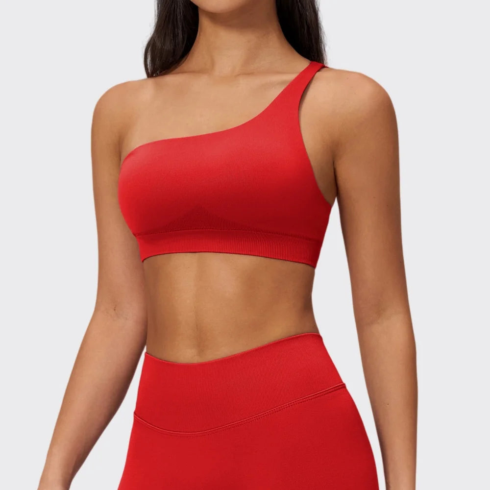 Sutiã Esportivo Sem Costura Feminino para Academia, Roupa Íntima Esportiva Feminina Respirável, Antichoque, com Alça Oblíqua, para Treino, Fitness e Yoga
