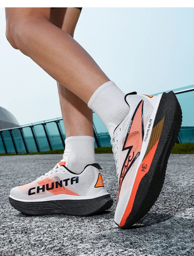 Tênis de Corrida com Placa de Carbono para Maratona, Especializado em Esportes, Respirável, Leve, Confortável para Mulheres, Sneakers Chunta