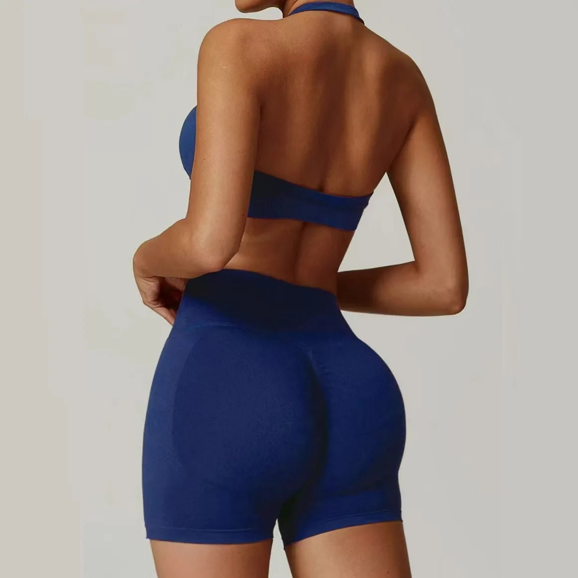 Conjunto de Yoga Feminino com Top Halter e Shorts de Cintura Alta, Ajuste Justo e Versátil para Fitness e Esportes