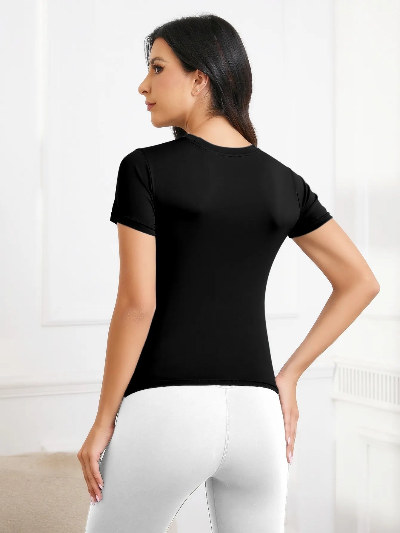 Tops femininos treino camisas de manga curta yoga atlético